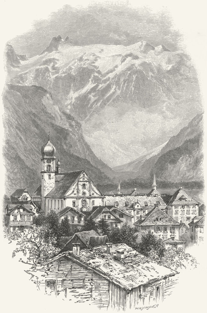 SWITZERLAND. Engelberg 1891 old antique vintage print picture